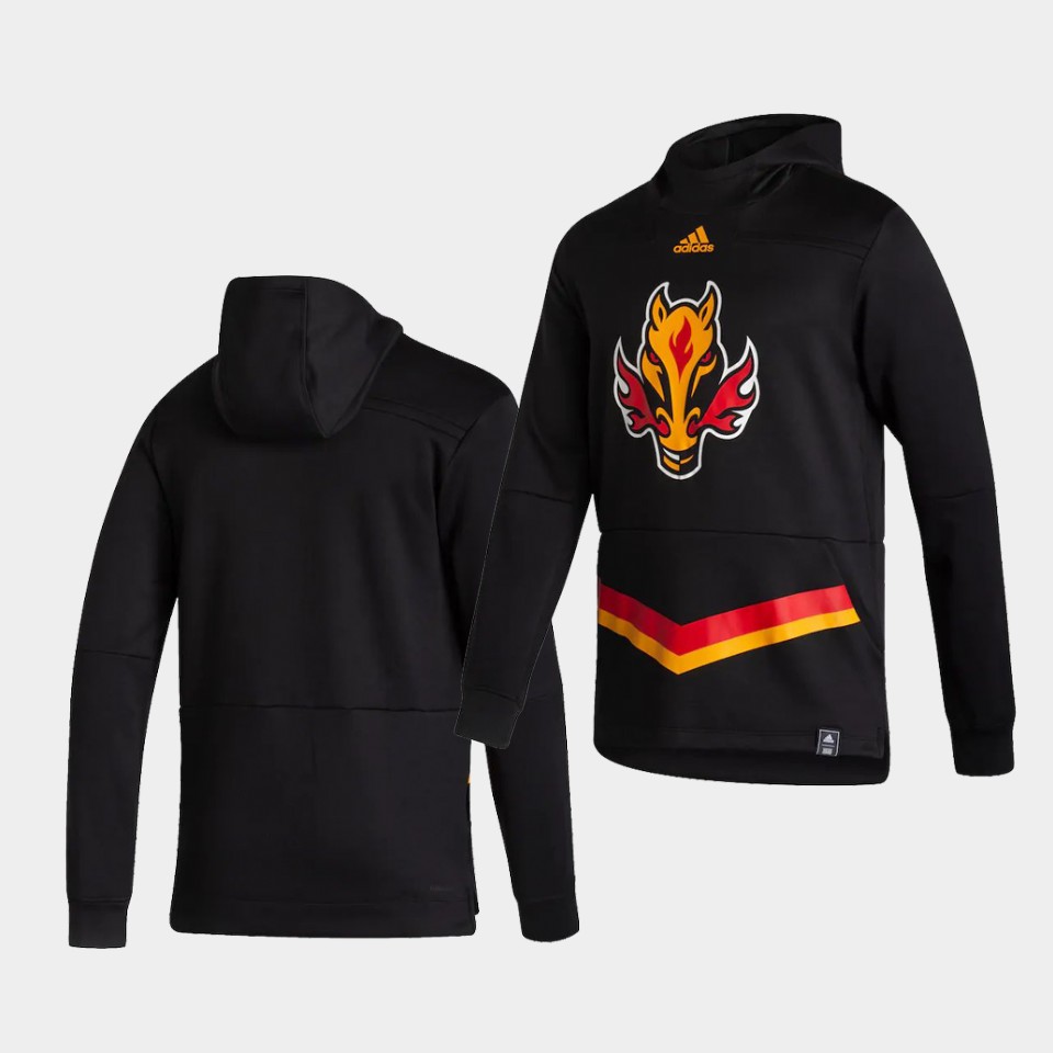 Men Calgary Flames Blank Black NHL 2021 Adidas Pullover Hoodie Jersey->calgary flames->NHL Jersey